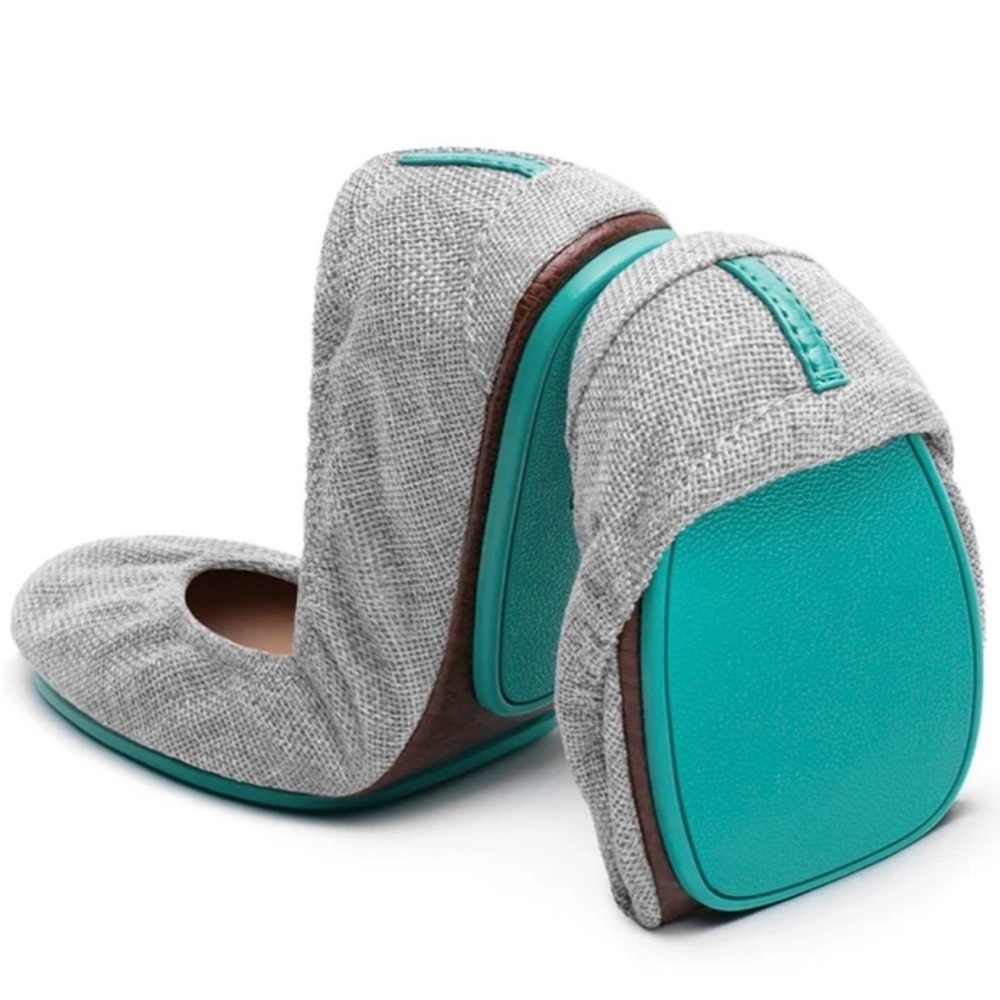 Tieks Gray and Teal Foldable Flats